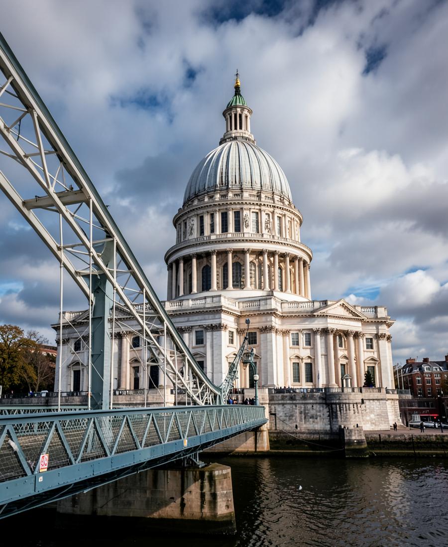 Cúpula da Catedral de St. Paul vista de uma ponte em Londres